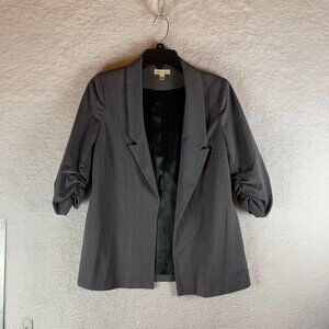 Silence + Noise Women's Gray Pinstripe Ruched Sleeve Coat Blazer Size Small 9224